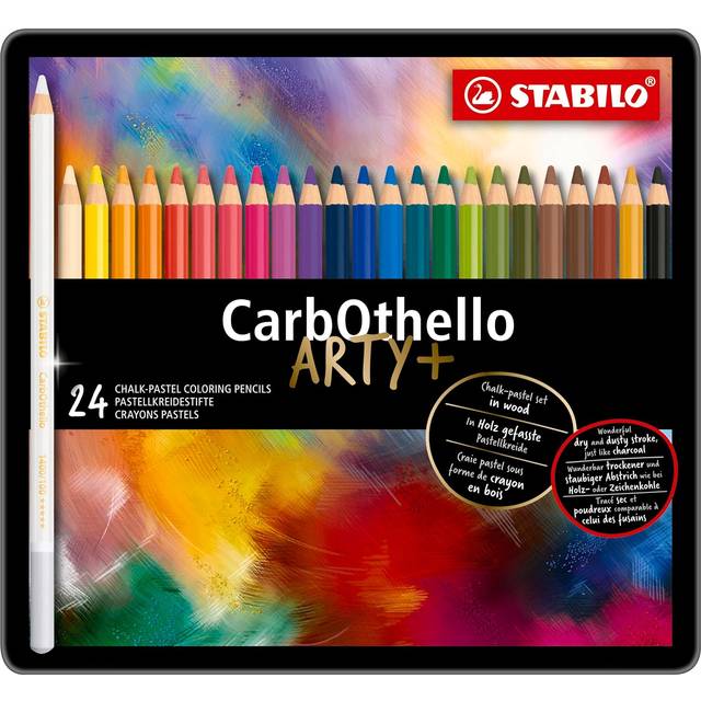 1 Pack - STABILO Tinned Art Products Carbothello Chalk Pastel Coloured Pencils 24 shades