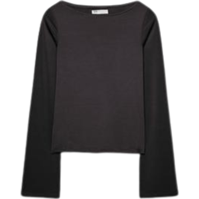 Stradivarius Polyamide T-shirt with boat neck Black XL