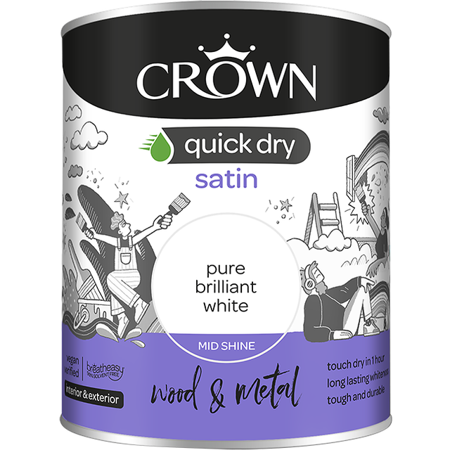 Crown - Quick Dry Satin 750ml - Pure Brilliant White