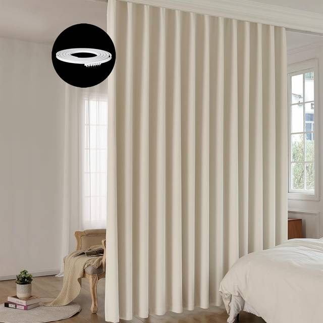 LuminBarrier Room Divider Curtain Sets with Bendable Ceiling Track  95% Blackout Total Privacy Ceiling Track Curtains Floor to Curtains Track Kits 8.3