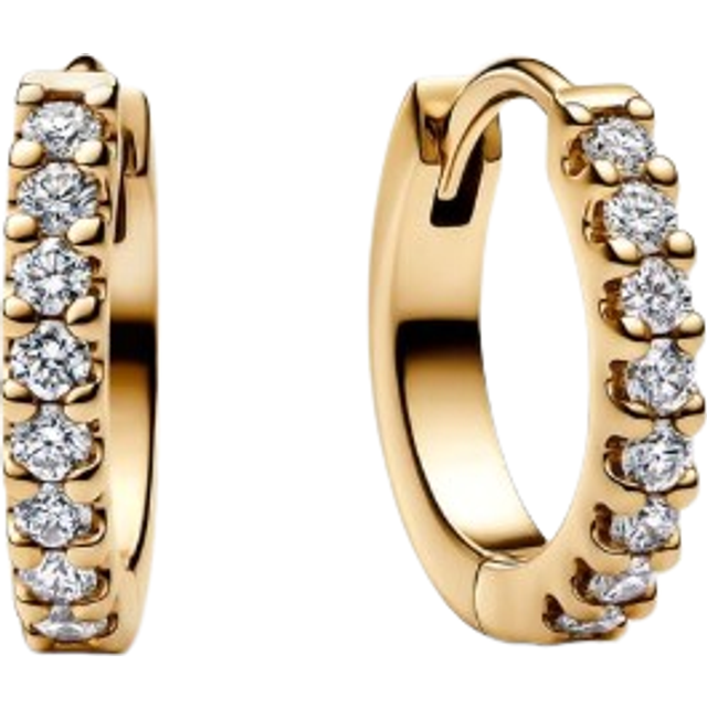 Pandora Era 14k Gold Lab-grown Diamond Pavé Single Hoop Earring - 14k gold / Lab-grown diamond - Clear - one size