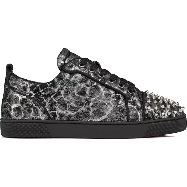 Louis Junior Printed Spike Trainers - BLACK-SILVER/SILVER - The opening of Christian Louboutin's first boutique in 1991 was the beginning of the maison’s red-soled history. Credited with reintroducing stilettos back into fashion, the signature red sole became the luxurious trademark of each Louboutin design. Over three decades later, this longstanding brand continues to craft exquisite shoes and accessories, maintaining the iconic dash of colour it has forever championed.