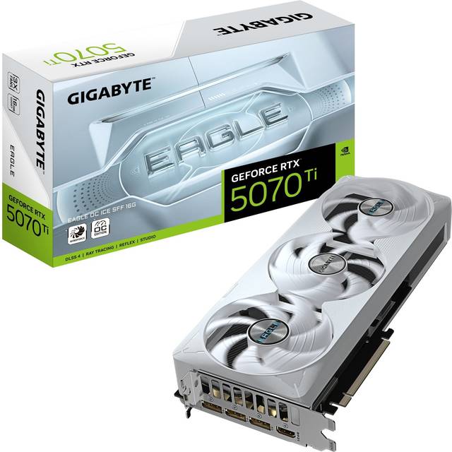 Gigabyte GeForce RTX 5070 Ti EAGLE OC ICE SFF 16G - Grafikkort - GeForce RTX 5070 Ti - 16 GB GDDR7 - PCI Express 5.0 - 3 x DisplayPort, HDMI