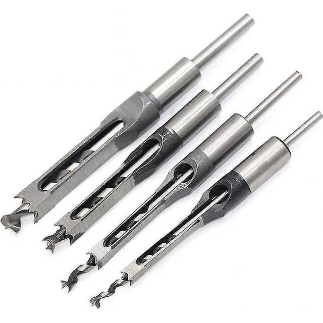 (As show, One size) 4pcs woodworking square hole drill bits,mortise chisel hole saw drill bit set 1/4-1/2-5/16-3/8 inch