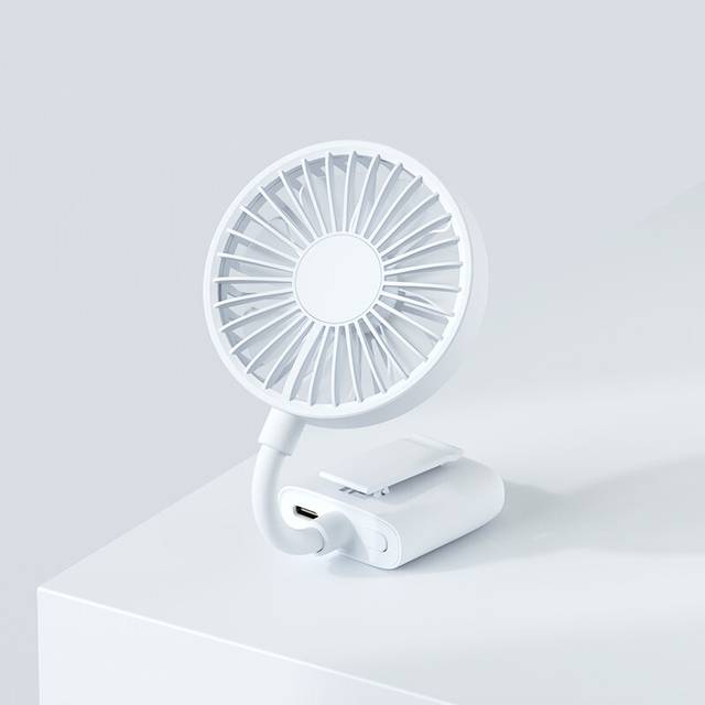 (White) Usb Portable Clipon Outdoor Handheld Small Fan Adjustable Hat Three Speeds