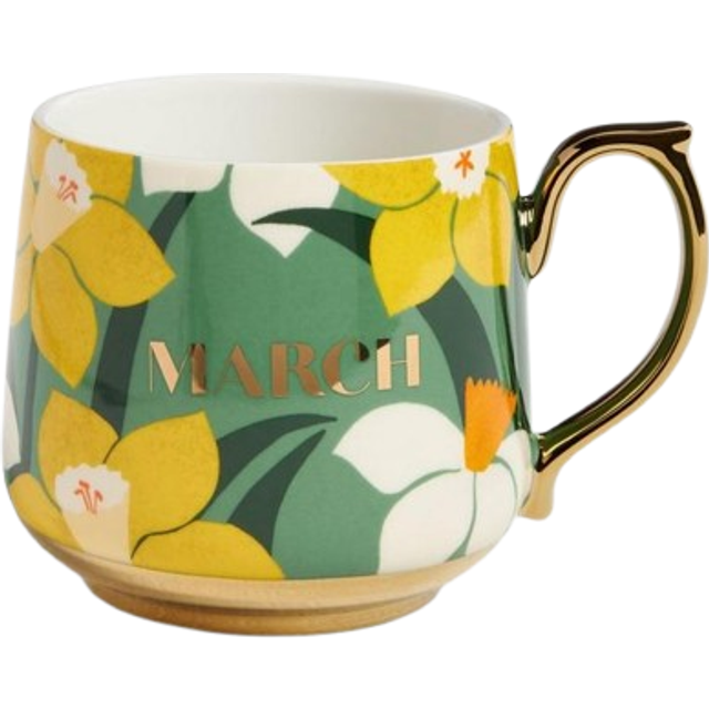 John Lewis Birthday Flower Fine China Mug, 434ml