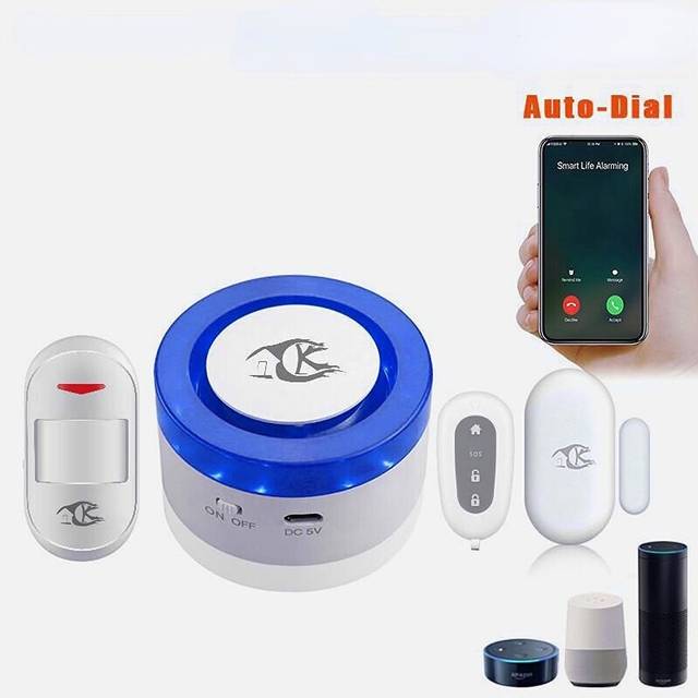 (Blue, US Plug) WiFi Sound and Light Alarm Tuya Smart Life APP Control Light Sound Siren For Alarm System Work with Amazon Alexa Google Home IFTTT