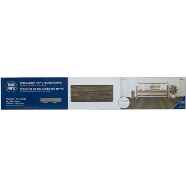 Floor Pops Peel and Stick Vinyl Floor Planks WALNUT - Pack Of 7 Tiles 0.98sqm