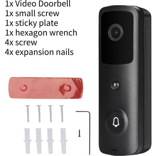 (Black) Wireless Video Doorbell Security Camera Bell 1080p Remote Surveillance Alerts