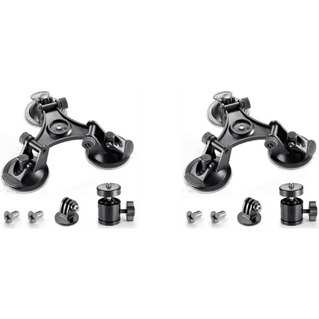 2X Car Holder Triple Vacuum Suction Cup Mount for Camera Stabilizer Accessory with Expansion Adapter