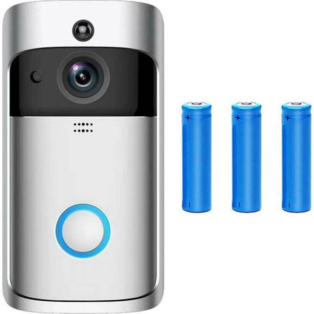 (Silver, Doorbell+3xBatteries) WiFi Wireless Video Doorbell Camera Smart Door Ring HD Intercom Bell Home Security Camera
