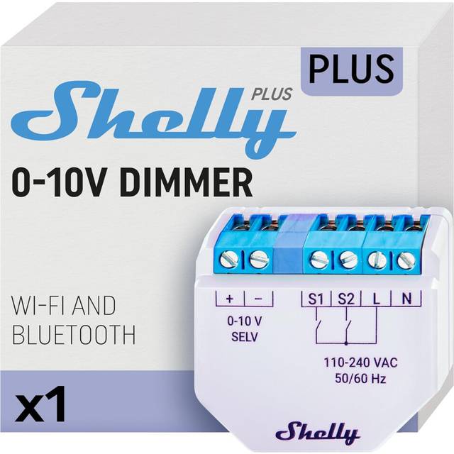 Shelly Plus 0-10V Dimmer | WiFi & Bluetooth Smart Dimmer Switch | Dimmable Lights | No Neutral Wire Required | Home Automation
