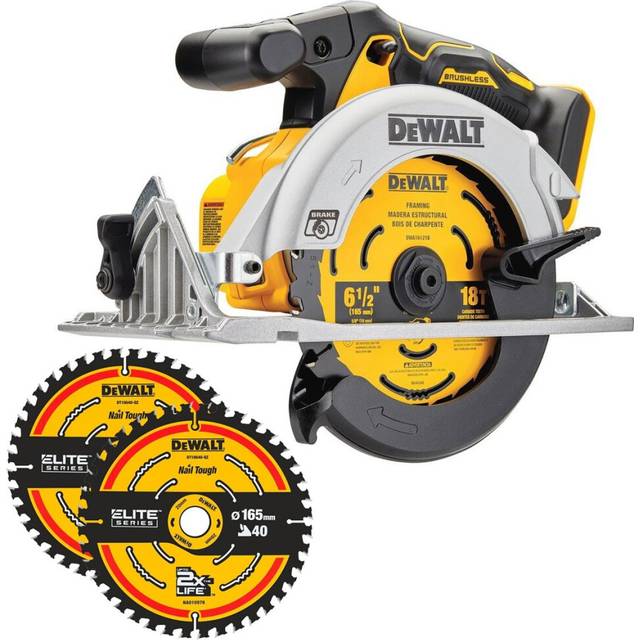 DeWalt 18v DCS565N XR Brushless Compact 165mm Circular Saw Bare Tool + 2x Blades