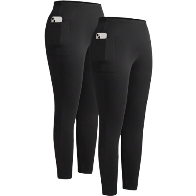 SHEIN Plus Size Women&#39;s Autumn Casual Basic Comfortable Pocket Leggings 2 Packs,Fall Women Clothes,Women Bottom,Leggings With Pockets,Homecoming,Fall Pants,