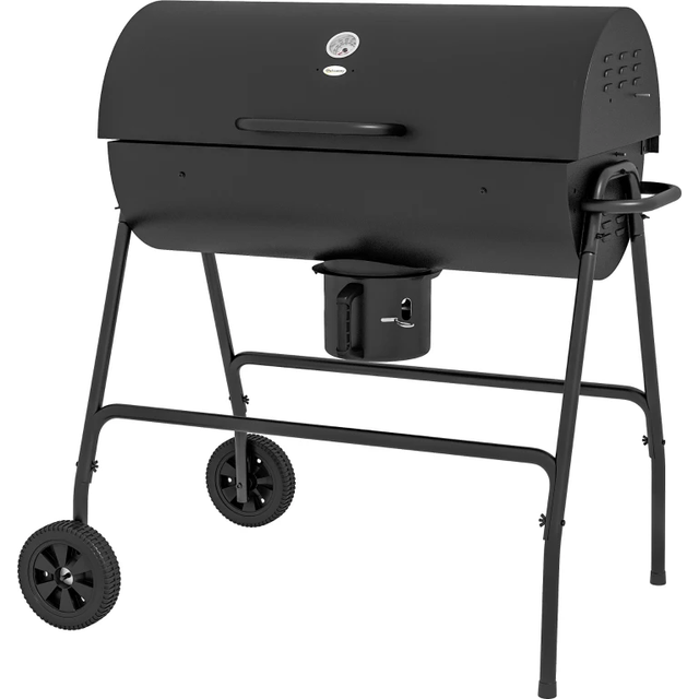 Outsunny Barrel Charcoal Barbecue BBQ Grill Trolley with Ash Catcher Thermometer, Black