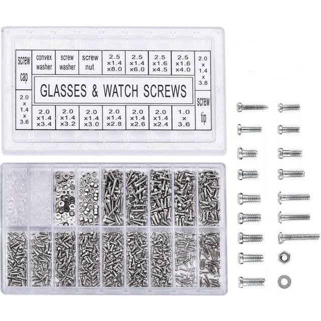 1000Pcs Stainless Steel Eyeglasses Watch Repair Screw Replacement Kit Set Tiny Screws Nut Assortment Repair Tool Kit Set