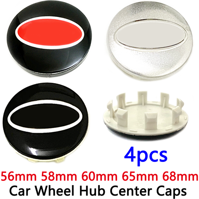 (60mm Black Red) 4pcs 56mm 58mm 60mm 65 68 For Car Wheel Hub Center Caps Rim Cover Sid