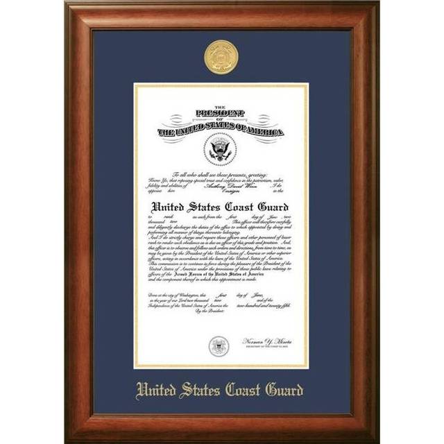 Campus Images CGCSW0028x10 8 x 10 in. Patriot Frames Coast Guard Certificate Satin Walnut Frame with Gold Medallion