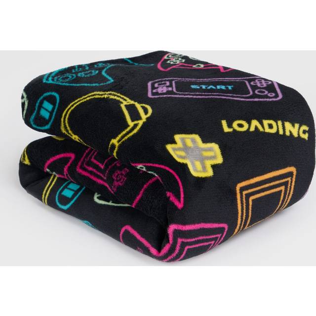 OHS Kids Gaming Printed Throw - Black