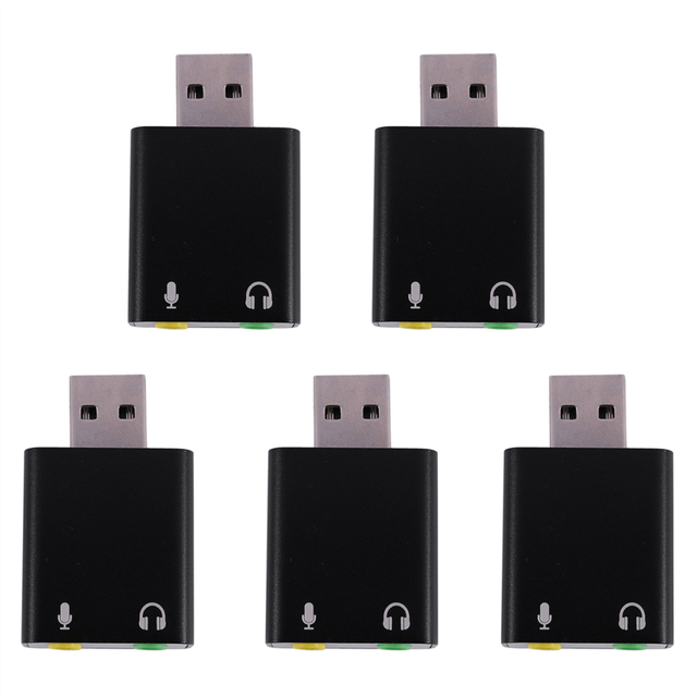 5X 7.1-Channel Aluminum Alloy USB Sound Card Computer External USB7.1 Analog
