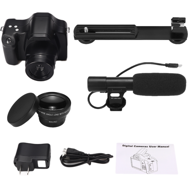 (All in Set) Digital Camcorder Vlog Video Vlogging YouTube Camera Video Recorder with 24MP Microphone Wide-angle Lens