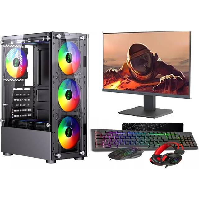 "Gaming 22"" 6 Black Fan Bundle - Ryzen 3 3200G, GT730 2GB, 16GB RAM, 1TB+256GB SSD, Win 11"