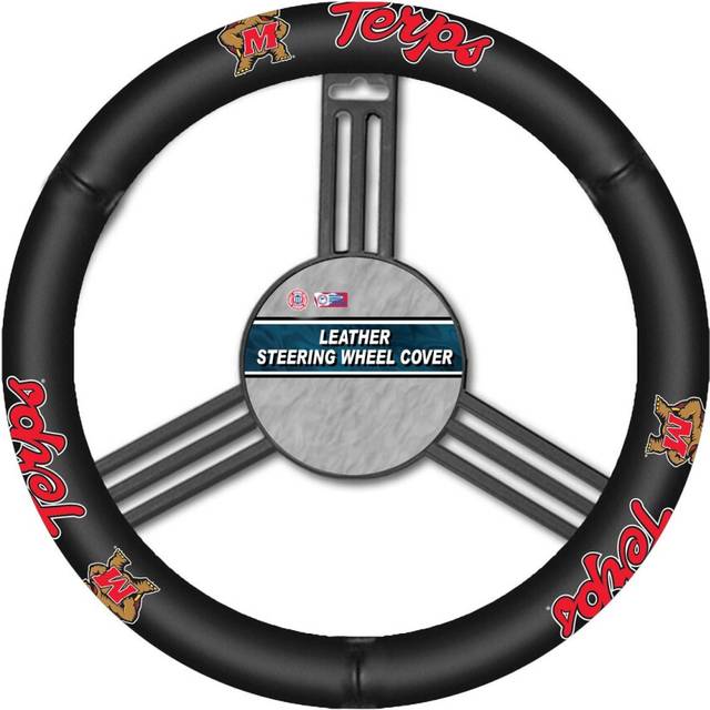 NCAA Michigan Wolverines Leather Steering Wheel Cover  One Size  Black