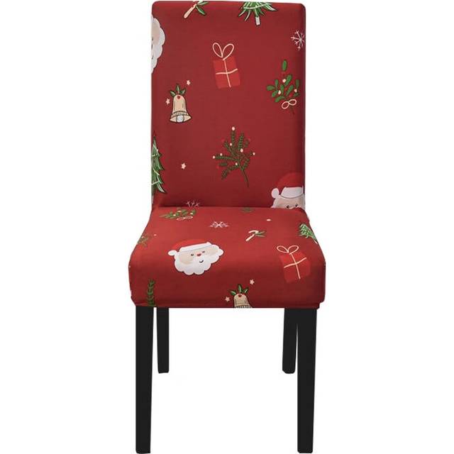 Chair Cover Maroon Santa Gift Tree Design Anti Dirt Elastic For Dining Room Slipcovers