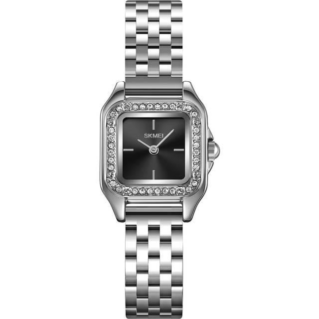 Light Diamond Square Stainless Steel Dress Waterproof Women Wristwatch