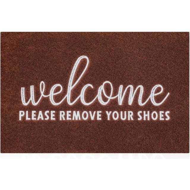 AAZZKANG Outdoor Entrance Mat with Non Slip Rubber Backing Welcome Please Remove Your Shoes Doormat Ultra Absorb Mud Easy to Cle