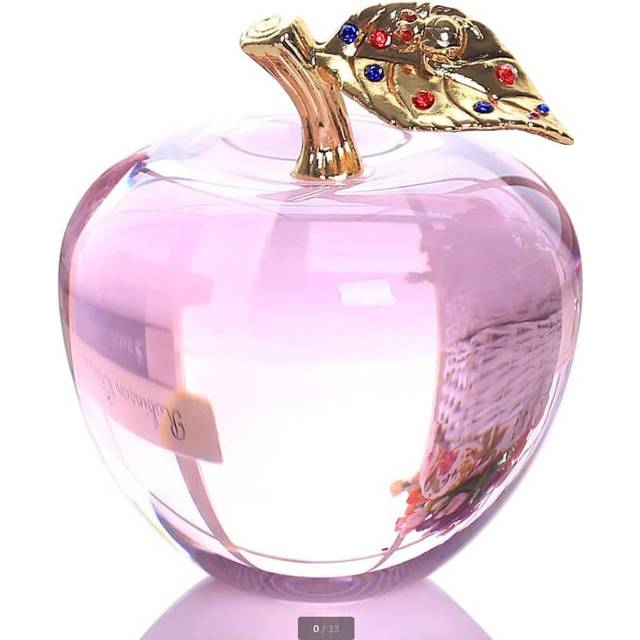 Crystal Apple Figurine Paperweight Craft Ideal Decoration 2.7 Inch Gifts for Wedding Birthday Christmas Purple