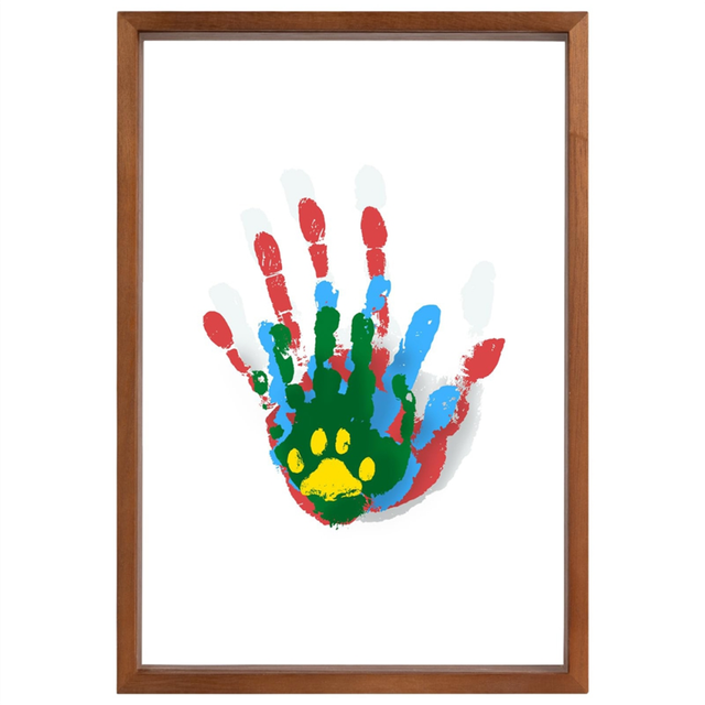 Clear Family Handprint Kit - Gifts for New Parents Create Lasting DIY Crafts Keepsake Wooden Frame Includes Paint Color