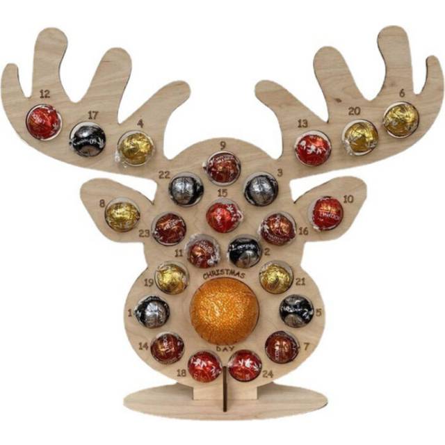 Christmas Wooden Advent Calendar Chocolate Holder Xmas Countdown Ornament - Elk