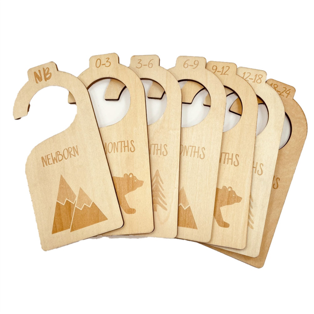 Baby Wardrobe Divider 7Pcs/Set Wooden Nursery Clothes (Wood)