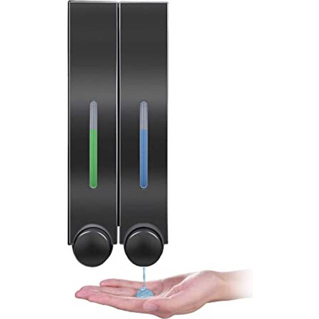 Wall Mounted Soap Dispenser Shower Lotion Shampoo Gel Cotainer for Bathroom Toilet in Office Cafe Restaurant Hotel - Double Black