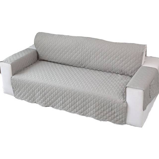 (Grey) 3 Seater High Stretch Sofa Cover Couch Lounge Protector Slipcovers With Two Side Pockets