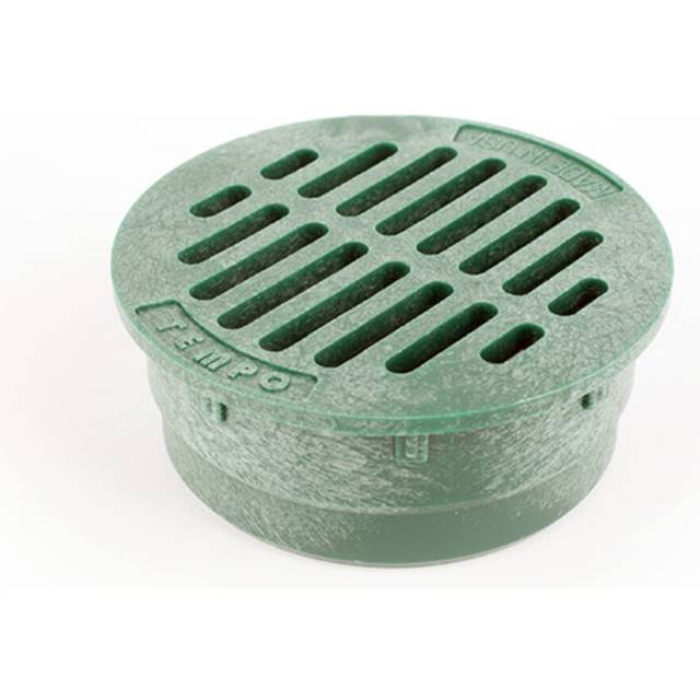 "Premium USA Made 4"""" Inch Green Outdoor Round Flat Drain Grate Cover -"