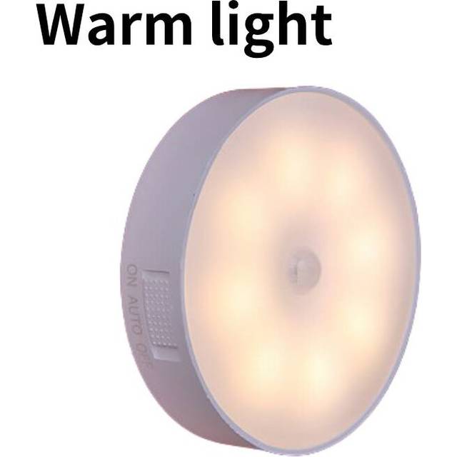 (Warm Light) Rechargeable Led Motion Sensor Night Light Closet Stair Induction Lamp Tool