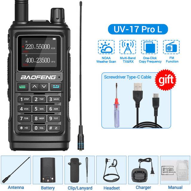 (BK Add H-771) UV-17 Pro Long Range Walkie Talkie Tri Band Wireless Copy Frequency Two Way Radio Transceiver Ham Radio