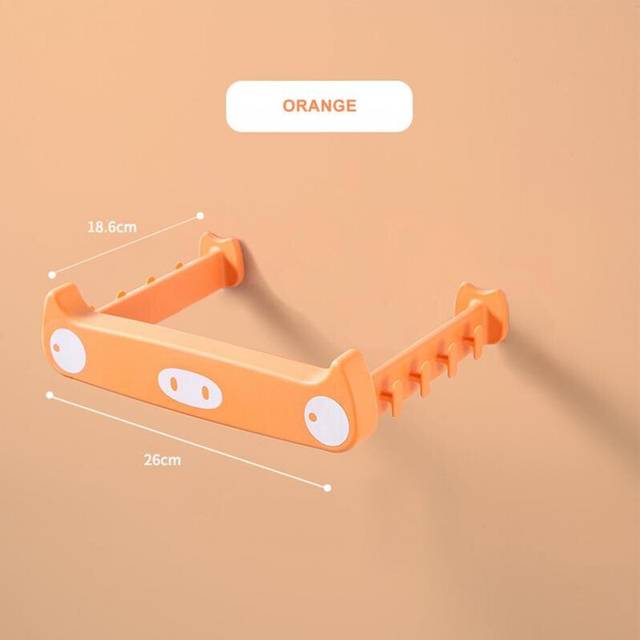 (a-orange) Versatility Storage Shelf Wall-mounted Pig Shape Kitchen Garbage Bag Hanger Punch-free Cartoon Rag Rack Garbage Bag Hook