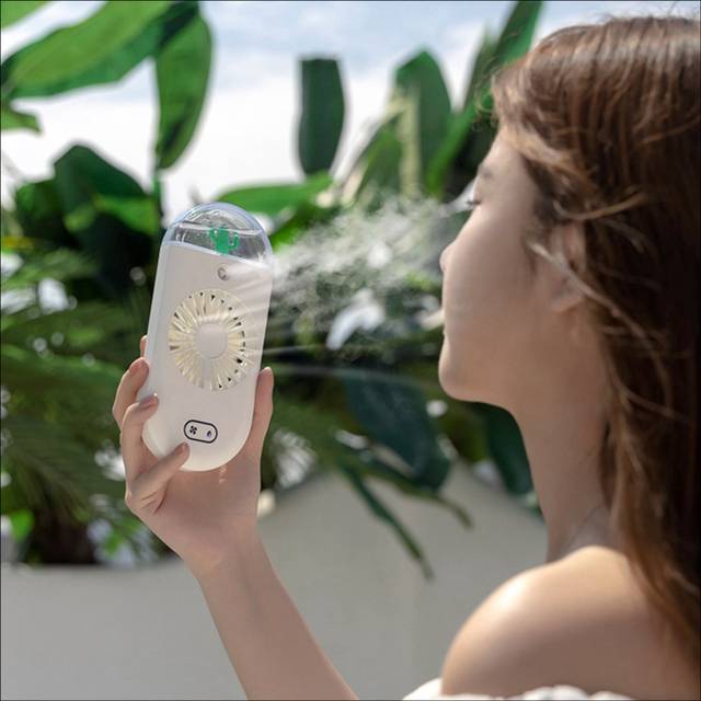 Portable Handheld Misting Fan, Battery Operated Fan for Outdoor Pink