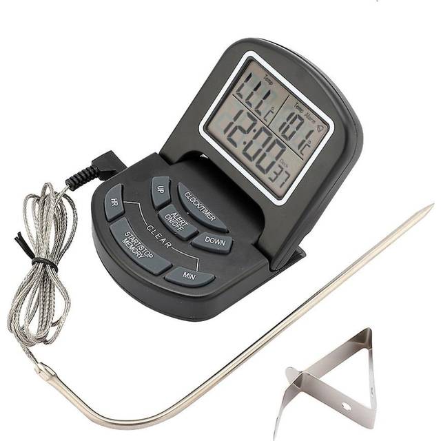 Digital Waterproof Alerts Timing Cooking Thermometer For Bbq Meat Food Tea