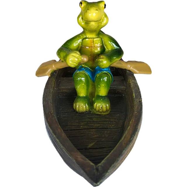 (Colour, One size) Water Floating Frog Garden Pond Statue  Resin Water Floating Frog Ornament Figurine Statue Craft  Cute Rowing Frog Statue Yard Lawn