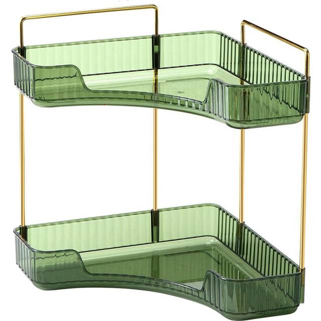 Corner Bathroom Counter Organizer Bathroom Countertop Shelf Makeup Organizer for Vanity Perfume Tray (2 Tiers)B