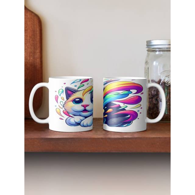(Rainbow Paws - MULTICOLOR CAT t-shirt-6823) Coffee Mugs 11oz Purrfectly Spooky Ceramic Mug Cute Novelty Christmas Gifts