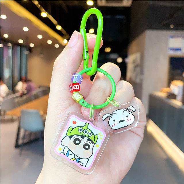 (ClearShin Square) Crayon Adorable Shinchan Acrylic Keychain Cute Cartoon Key Ring For Couples