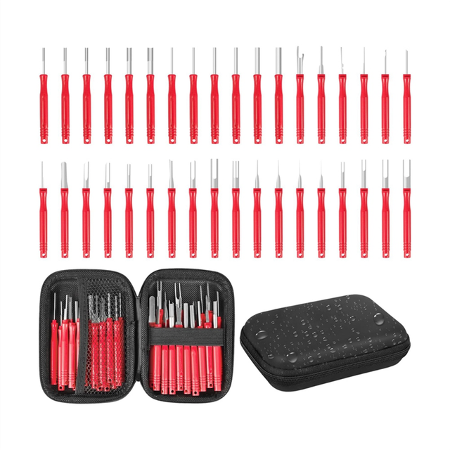 LLhappy-Terminal Removal Tool Kit 36 Pcs Depinning Electrical Connector Pin Extractor Set Red