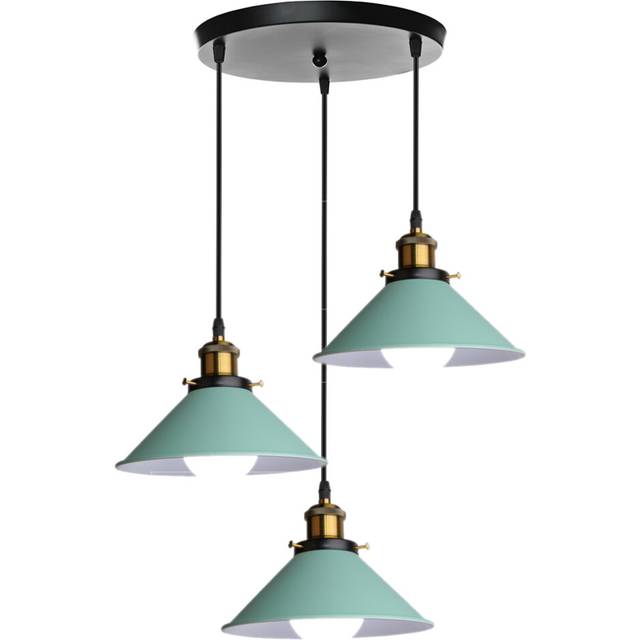 Retro Industrial Pendant Lights Metal Ceiling Light Vintage 3 Lights Pendant Lights E27 Base Green
