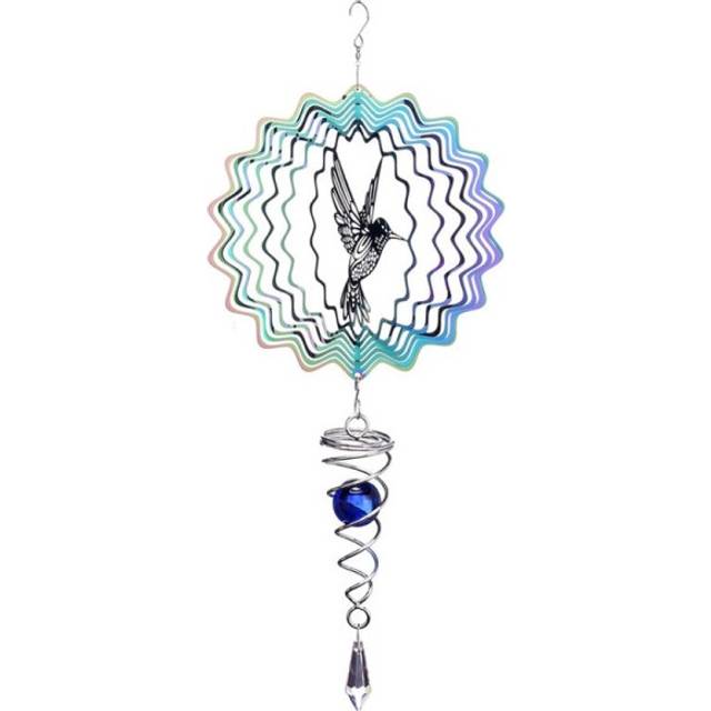 3D Hummingbird Wind Chimes Crystal Sun Catcher Stained Glass Pendant Garden Decoration