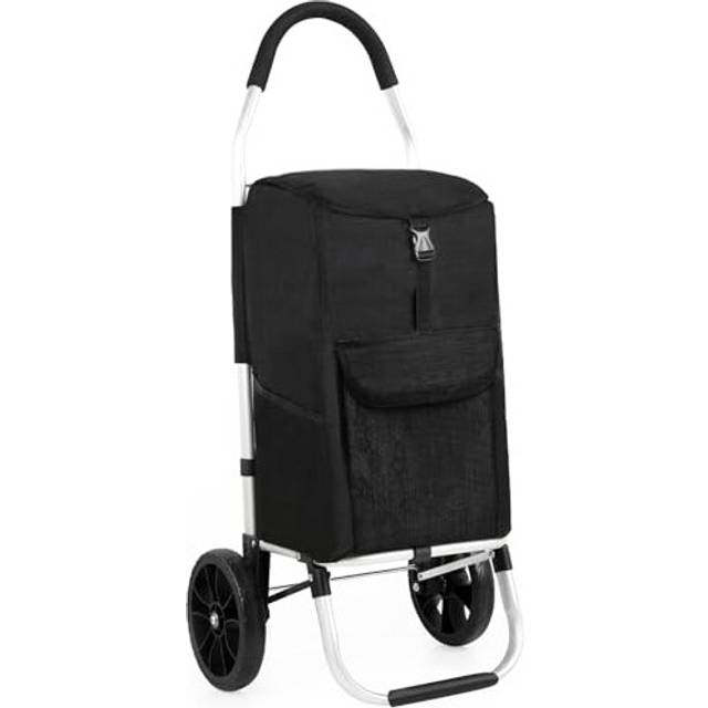 45L Folding Shopping Trolley on 2 Wheels, Lightweight Folding Shopping Cart, Large Shopping Trolleys, Stair Climbing Shopping Cart, Grocery Trolley
